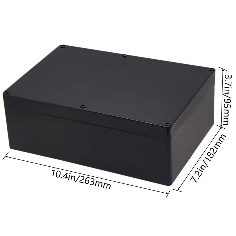 Zulkit Junction Box, Zulkit Project Box IP65 Waterproof Outdoor Box ABS Plastic Electrical Boxes Electronic Enclosure Black 10.4 x 7.2 x 3.7 inch (263 x 182 x 95 mm)(Pack of 1) - Image 2